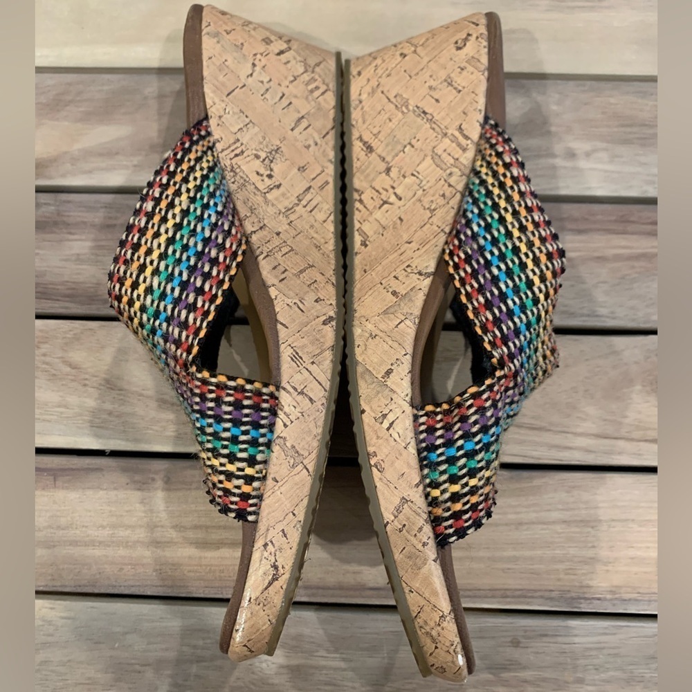 Skechers Beverlee Multi Color Wedges Cork Shoes Sandals Women's Size 10 - Picture 3 of 12
